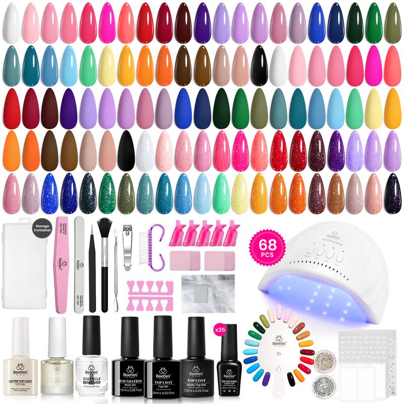 Beetles Gel Nail Polish Kit with UV Light 35 Colors All-in-one Gel Polish Nail Kit with Base and Matte&Glossy Top Coat Soak Off All Season Gel Nail Kit Manicure Tools Gifts for Women Girls