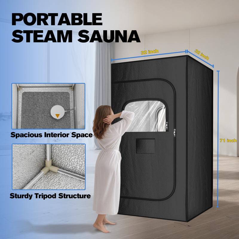 TEHANLD Portable Sauna Box for Home, Personal Steam Nurecover Saunas Heater at Home Use, 3L 1200W Steamer, Indoor Foldable Sauna Tent, Dry Sauna SPA Full Body