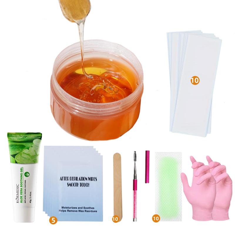 Honey Wax for Eyebrows, 8 Counts set Hair Removal Wax & Soothing Gel & Tools, Eyebrow Shaping Wax Set, Eyebrow Makeup Tool for Women