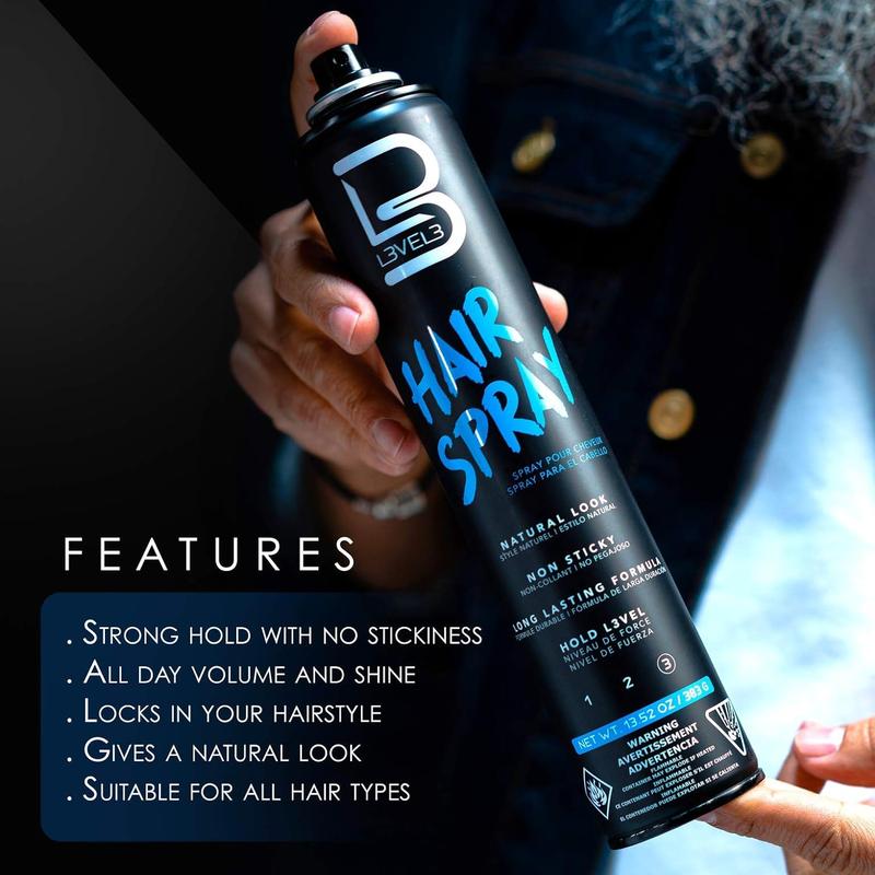 L3 Level 3 Hair Spray - Long Lasting and Strong Hold Hair Spray - Great for Men and Women - Level Three - Suitable for All Hair Types