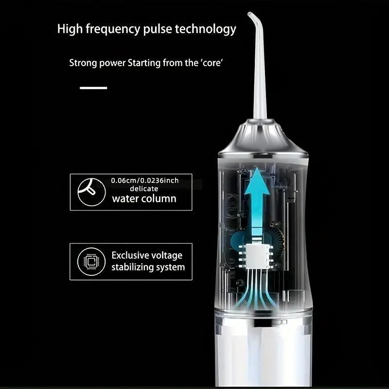 Portable Rechargeable Oral Irrigator, 1 Box Water Flosser & Accessories with Multifunctional Replacement Head, Oral Irrigator for Home & Travel, Electric Teeth Cleaner, Water Flosser for Teeth, Christmas Gift