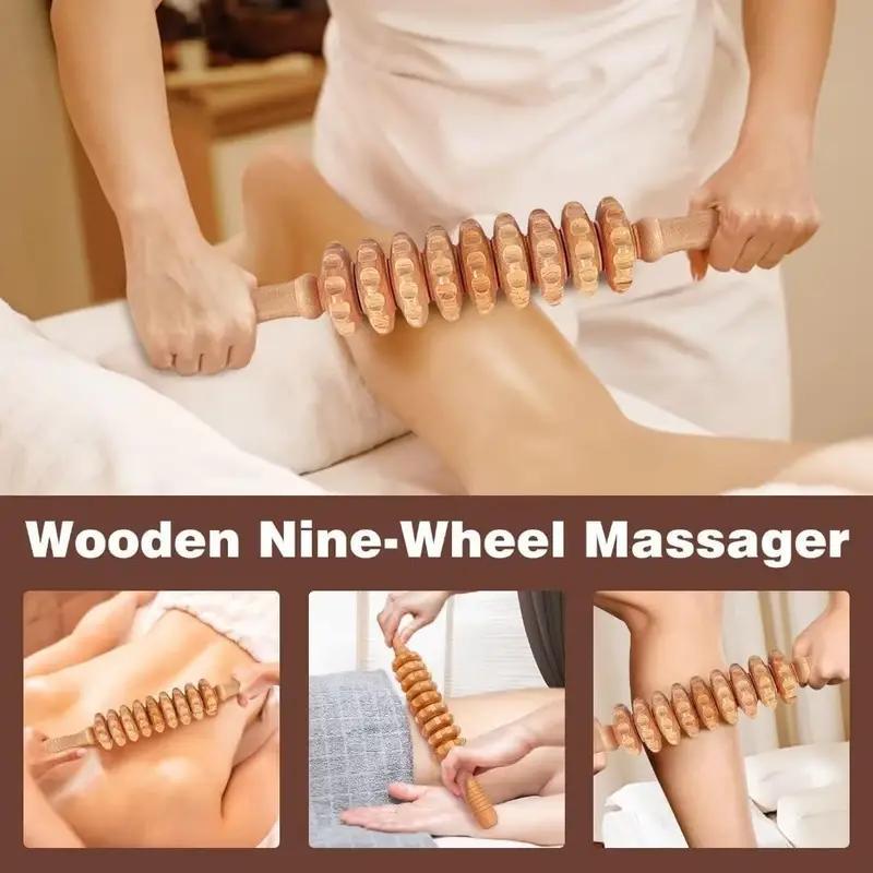 Wooden Manual Massage Tool Set, 5 Counts set Face & Head & Body Massager, Manual Massage Tool for Home Use, Gift for Friend & Family, Christmas Gift