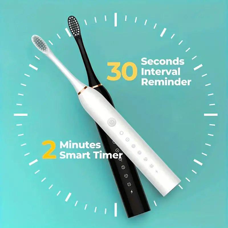 Electric Toothbrush Kit, 1 Box Rechargeable USB Toothbrush with 4 Soft Bristles Brush Heads, Oral Care Toothbrush for Home & Travel, Christmas Gift