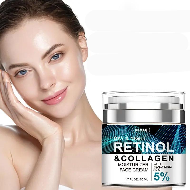 Retinol Collagen Moisturizer (1 2pcs), Press-on Retinol Serum Cream, Hydrating Nourishing Face Lotion for Women & Men, Christmas Gift