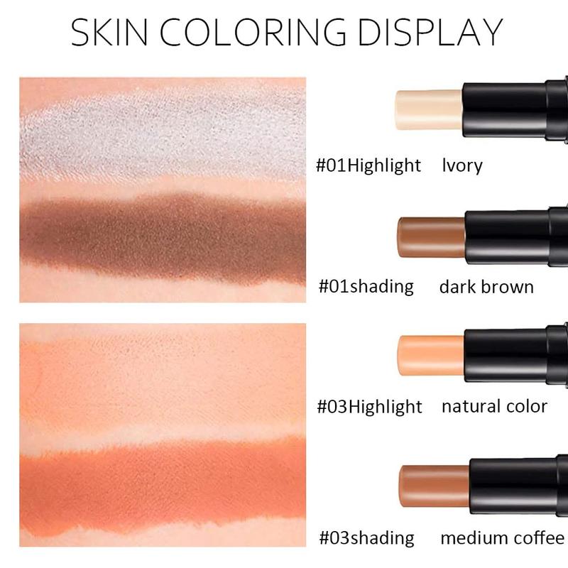 4 Colors Cream Contour Sticks Makeup Kit, Primer Face Highlighter Contouring for Beginners, Highlight and Contour Kit, Cream Concealer Makeup Blur Stick, Primer Face Corrector 1#,3#