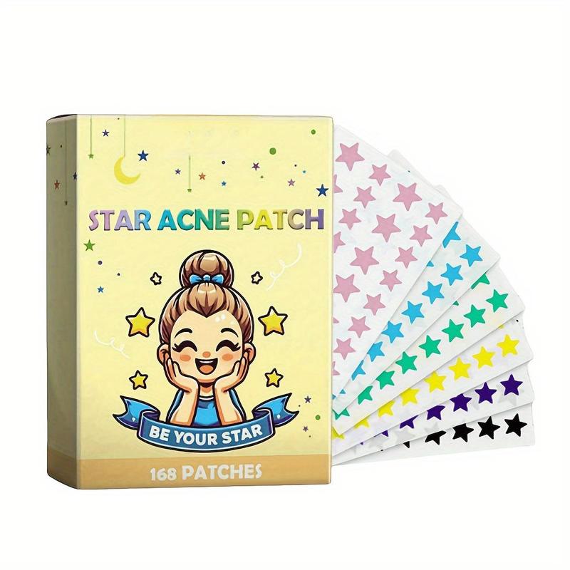 Colorful Star Shaped Acne Patch, 168pcs box Hydrocolloid Pimple Cover Patch, Invisible Acne Patches, Skin Care Products for Women & Men, Christmas Gift