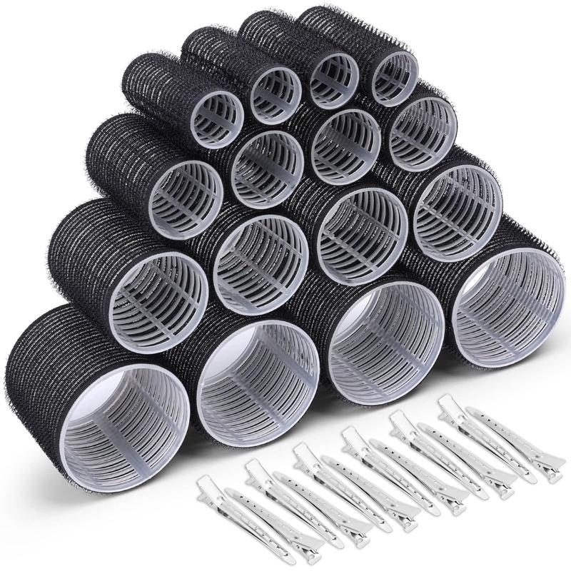 Hair Roller 28  Set, Includes 16 count Self-Grip Hair Rollers in 4 Sizes and 12 count Hair Clips for Long Medium Short Hair Volume