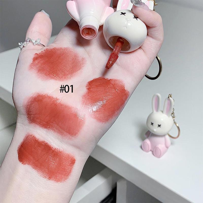 Cute Rabbit Design Lip Gloss, 3 Counts set Moisturizing Lip Glaze, Long Lasting Tinted Lip Oil for Girls & Women