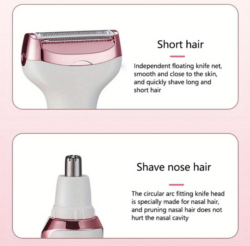 JC Beauty Multifunctional Women's Shaver 4 in 1  Women's painless epilator  Washable hair removal device Rechargeable Razor Trimmer For bikini area nose armpits eyebrows face Fall Deals For You