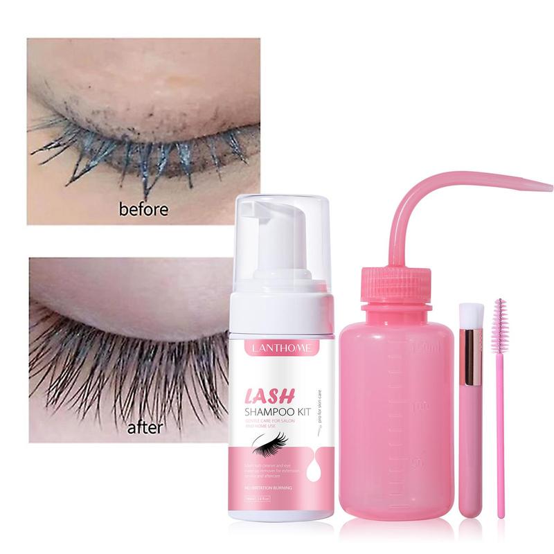 Lash Shampoo Kit, 1 Set Eyelash Extension Cleanser & Brush & Spray Bottle, Professional Eye Makeup Remover, Eye Makeup Removal Product for Women