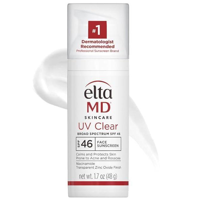 EltaMD UV Clear Face Sunscreen SPF 46, Oil Free Sunscreen with Zinc Oxide, Dermatologist Recommended Sunscreen, 1.7 ounces