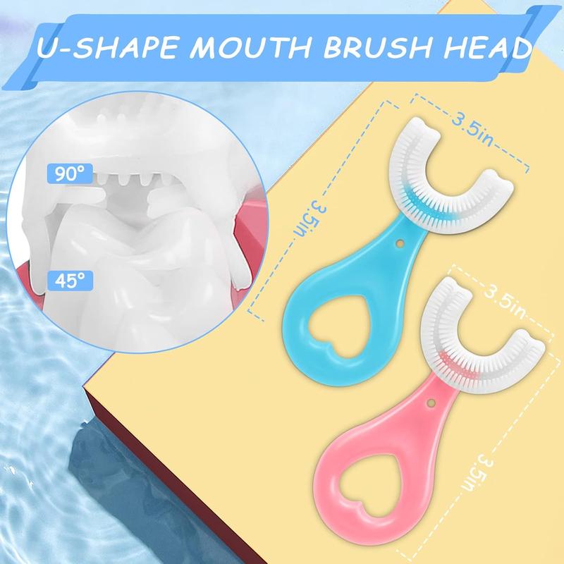 4 Pack U Shaped Toothbrush Kids, Kids Toothbrushes Soft Silicone Brush Head Whole Mouth Toothbrush with Handle 360 ° Oral Teeth Cleaning Design for Toddler Toothbrush Age 2-6