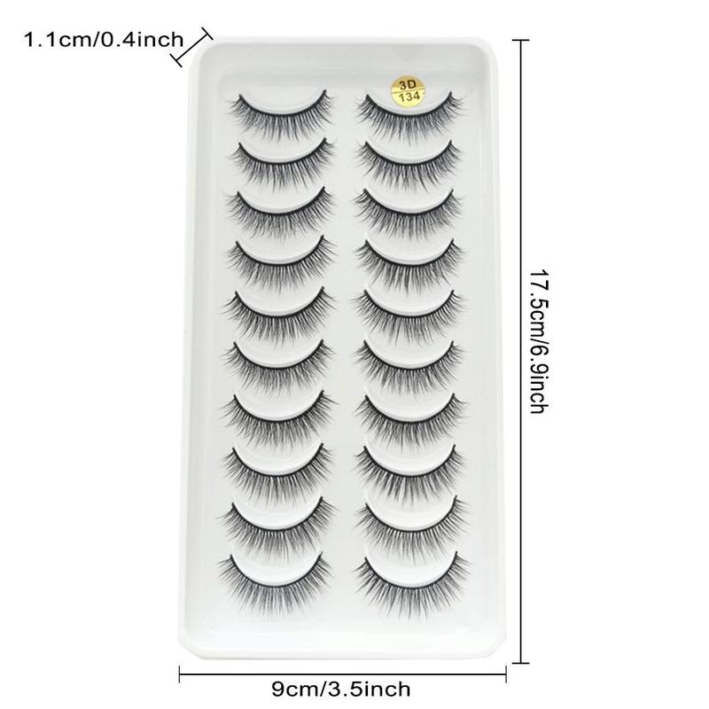 Natural False Eyelashes, 10 Pairs Handcrafted Faux Cluster Lashes, Volumized False Eyelashes for Women and Girls Eye Makeup Enhancement, Christmas Gift