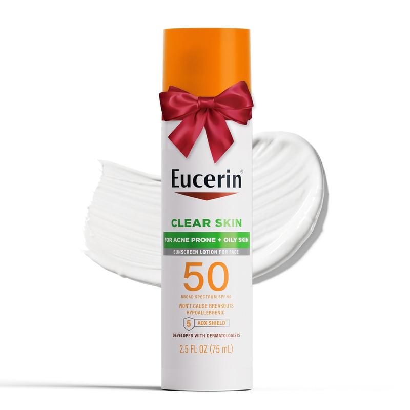 Eucerin Sun Clear Skin (Oil Control) SPF 50 Face Sunscreen Lotion, Hypoallergenic, Fragrance Free Sunscreen SPF 50 with Oil-Absorbing Minerals, 2.5 Fl Oz Bottle No brand