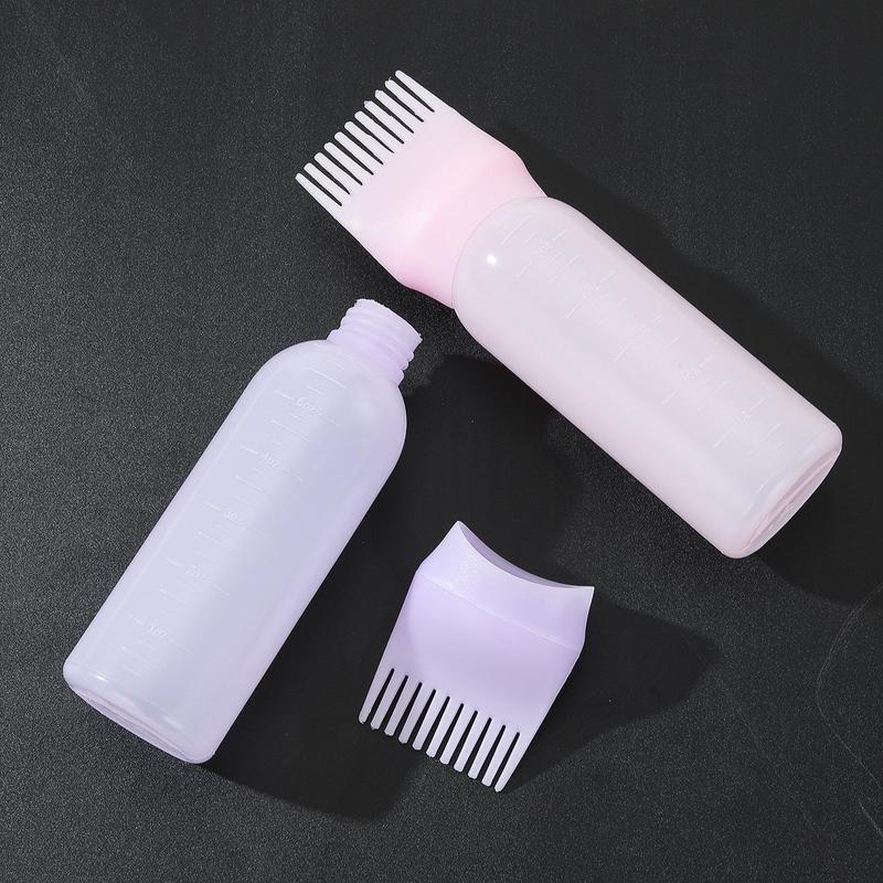 Summer Hair Dye Applicator Bottle, 2 Counts set Hair Coloring Tool with Graduated Scale, Root Comb Applicator Bottle, Dyeing Shampoo Hair Oil Bottle with Comb, Haircare Tools, Christmas Gift