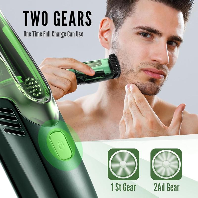 Father’s Day special,Vacuum Beard Shaver for Men, SHPAVVER Mustache Trimmer with 20 Length and Styles Adjustable, Built-in Vacuum Trimmer for Mustache, Sideburns, Facial Hair, Rechargeable, IPX6 Waterproof, 2 Comb, Best gift for men!