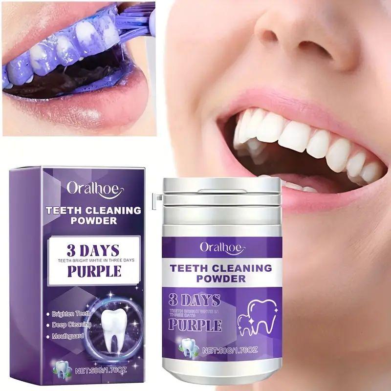 Purple Teeth Cleaning Powder, Teeth Polishing Teeth Deep Cleansing Powder,teeth whitening kit， teeth whitening powder，Fresh Breath And Basic Cleansing - Pearl Essence Mint Flavour Teeth Care Oral