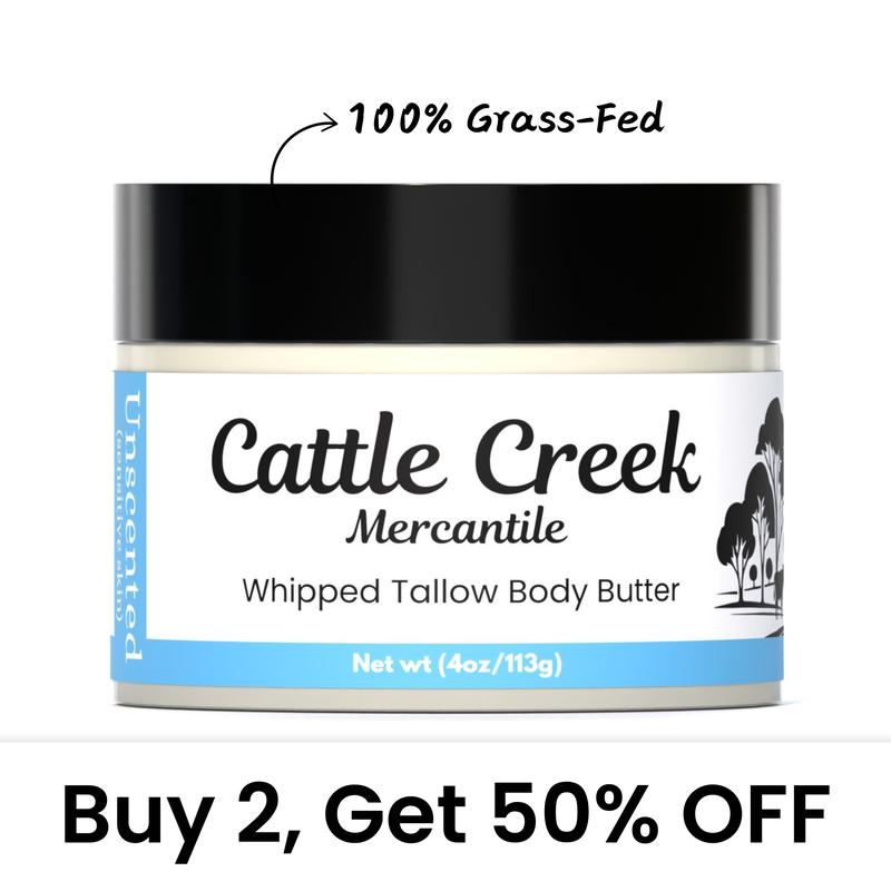 Whipped Tallow Body Butter by Cattle Creek - Deep Moisturizing, Skin Soothing & Repairing Cream Body Care Organic Moisturizer Olive