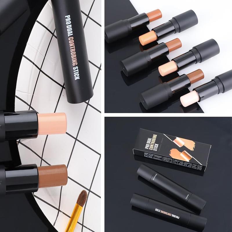 4 Colors Cream Contour Sticks Makeup Kit, Primer Face Highlighter Contouring for Beginners, Highlight and Contour Kit, Cream Concealer Makeup Blur Stick, Primer Face Corrector 1#,3#