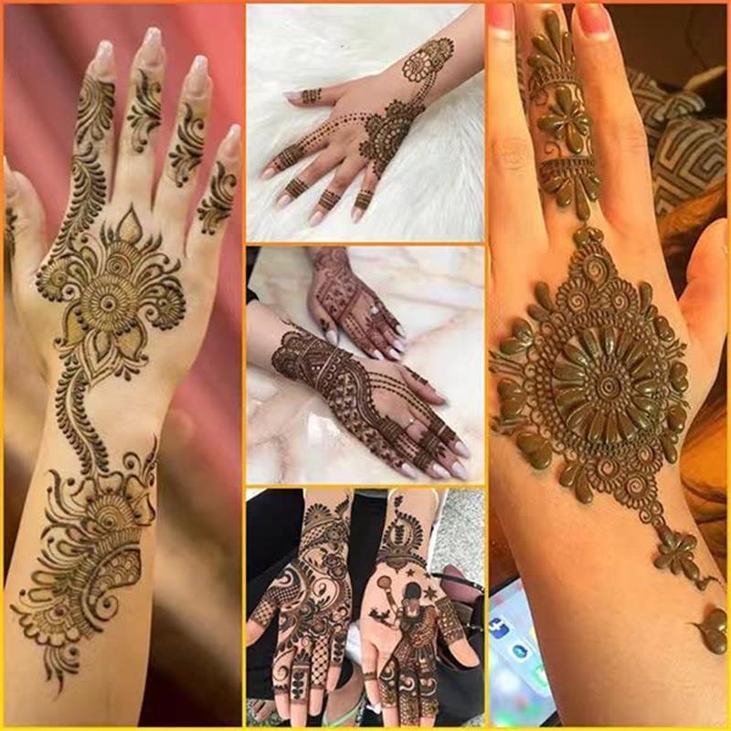 Henna Tattoo Kit, (4 Counts) Natural Herbel Henna, Long Lasting Temporary Henna Black Tattoo Cones, Body Art Henna Tattoo Cream for Women & Men, Temporary Tattoo Painting Tattoo Paste Cone Body Art for Salon, Tattoo Cones, Temporary Tattoos Adult