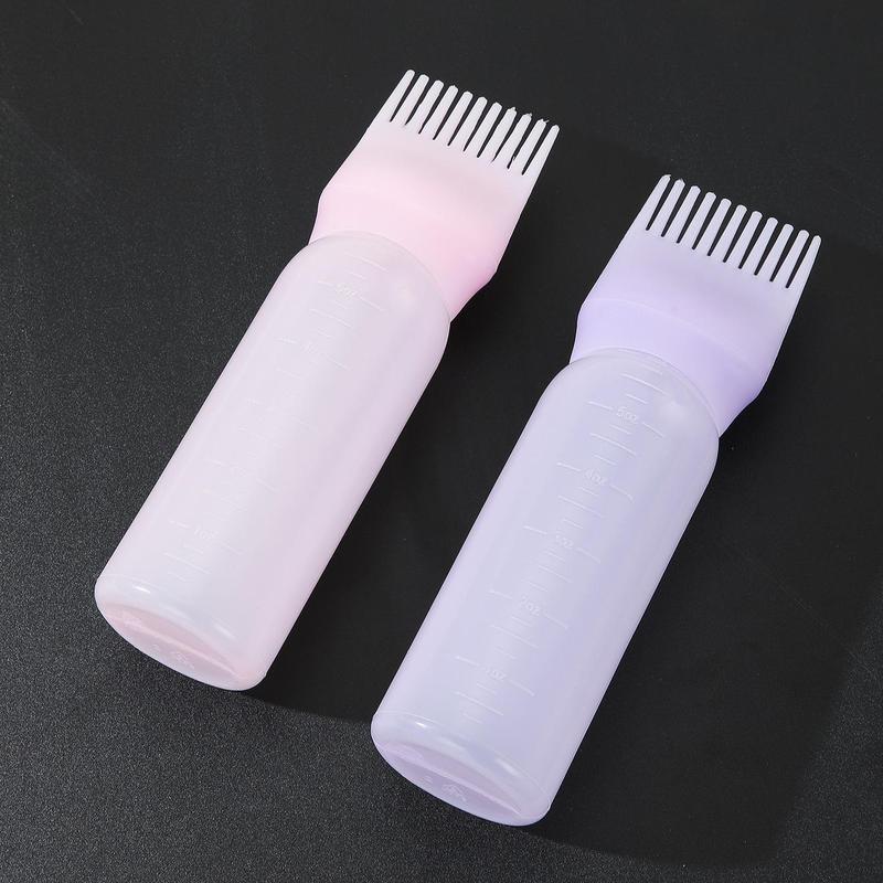 Summer Hair Dye Applicator Bottle, 2 Counts set Hair Coloring Tool with Graduated Scale, Root Comb Applicator Bottle, Dyeing Shampoo Hair Oil Bottle with Comb, Haircare Tools, Christmas Gift