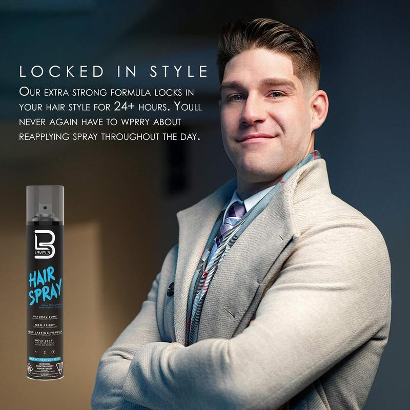 L3 Level 3 Hair Spray - Long Lasting and Strong Hold Hair Spray - Great for Men and Women - Level Three - Suitable for All Hair Types