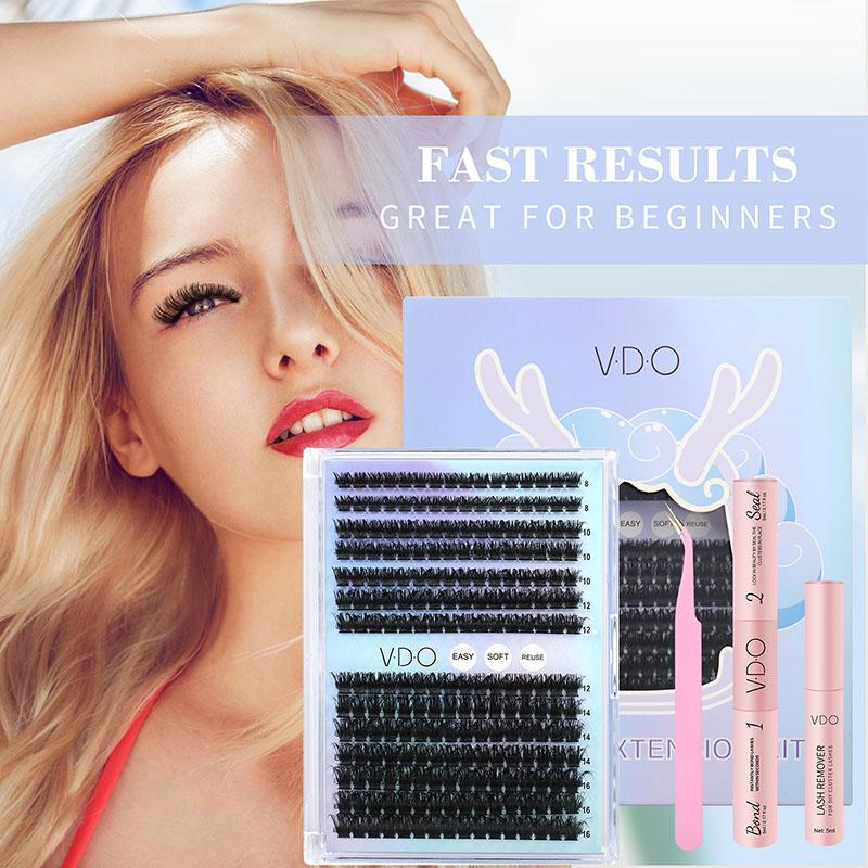 V · D · O DIY Lash Cluster Kit Makeup, natural eyes DIY Fluffy lash clusters kit false lash falsies eyelashes, christmas 2024 ornament lash tweezer