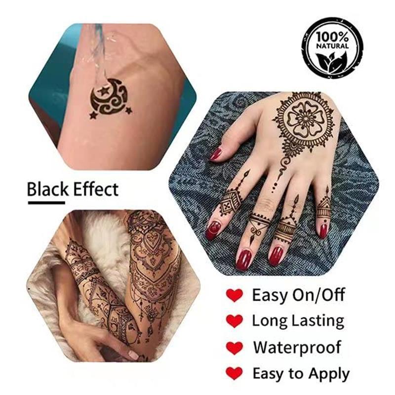 Henna Tattoo Kit, (4 Counts) Natural Herbel Henna, Long Lasting Temporary Henna Black Tattoo Cones, Body Art Henna Tattoo Cream for Women & Men, Temporary Tattoo Painting Tattoo Paste Cone Body Art for Salon, Tattoo Cones, Temporary Tattoos Adult