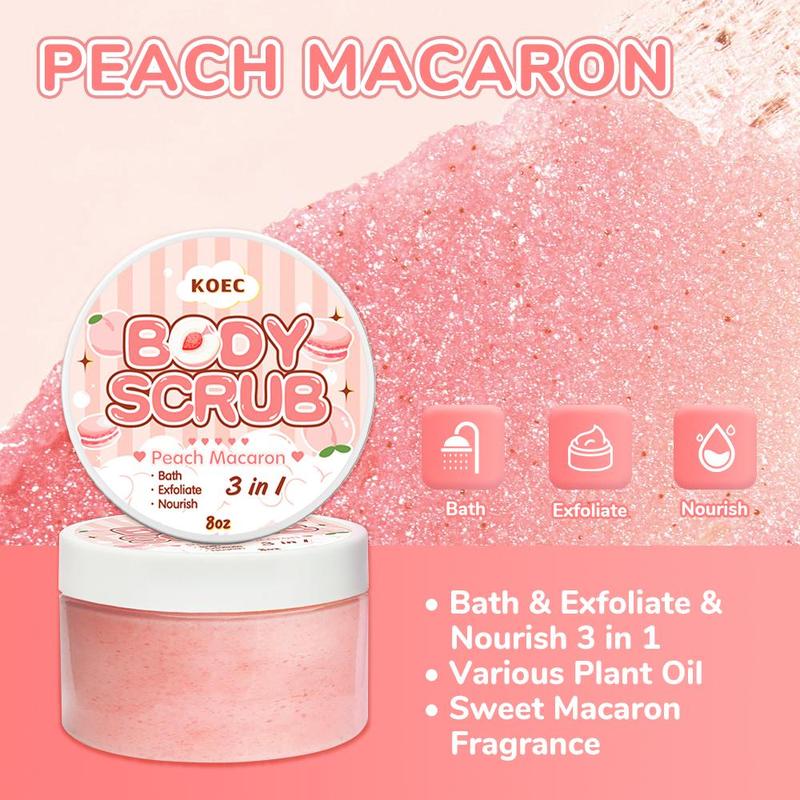 Peach Body Scrub & Body Oil Set, 2 Counts set Exfoliating Body Scrub & Moisturizing Body Oil, Body Care Set for Women & Girls