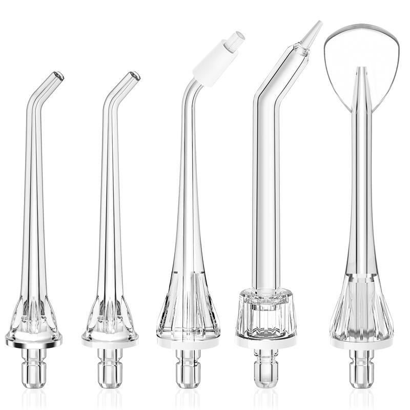 COSLUS 5-Pack Water Dental Flosser Replacement Tips: 2 Standard, Orthodontic, Periodontal, Tongue Scraper - Easy to Replace, Versatile Nozzles for Optimal Oral Hygiene