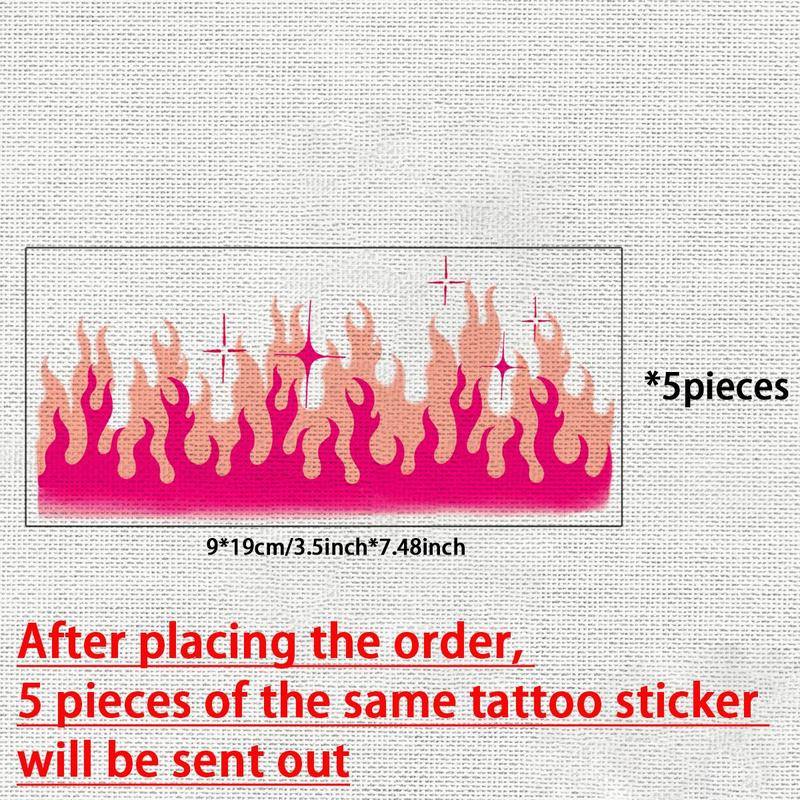 Flame Pattern Temporary Tattoo Sticker, 5pcs set Waterproof Long Lasting Fake Tattoo Sticker, Body Art Sticker for Women & Girls