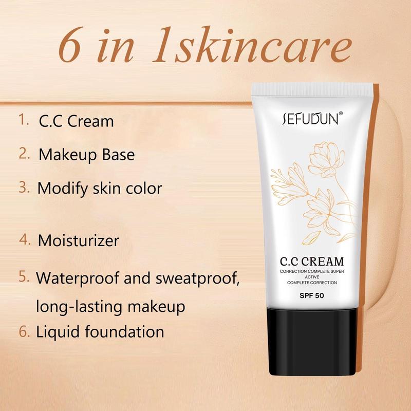 6-in-1 Makeup Base Cream, 2 Counts Hydrating Face Makeup Primer, Long Lasting Brighten Skin, Waterproof Natural Color Makeup Base