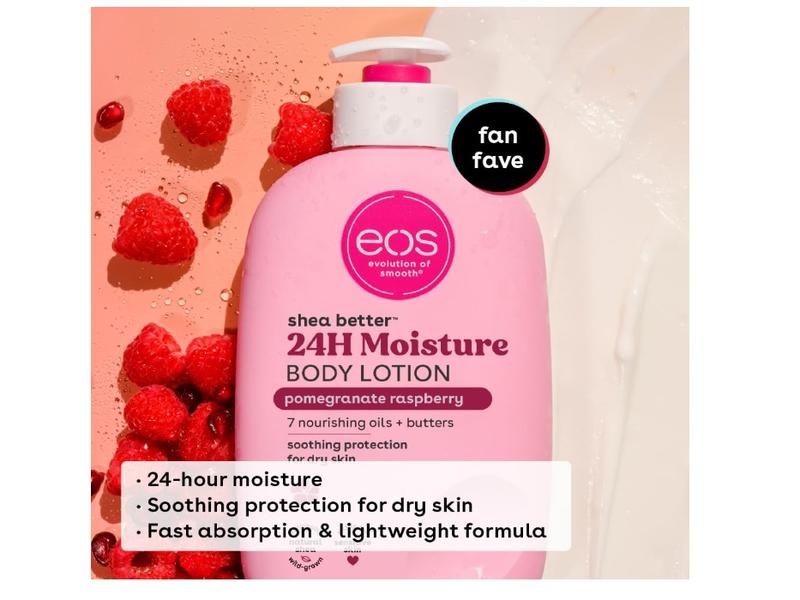 eos Shea Better Body Lotion- Pomegranate Raspberry, 24-Hour Moisture Skin Care, Lightweight & Non-Greasy, Made with Natural Shea, Vegan, 16 fl oz