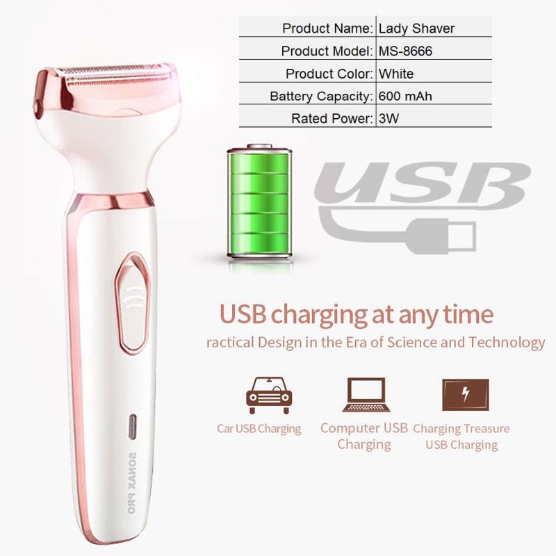 4 in 1 Electric Hair Removal Tool, USB Rechargeable Grooming Kit for Body, Face, Nose, Arms, Legs, Bikini Area, Body Razor for Women