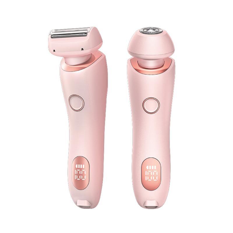 With detachable blade, wet and dry use, women's electric shaver, suitable for bikini, leg hair, face, underarms, pubic hair, rechargeable trimmer, painless, 2-in-1 portable shaver, waterproof, comfortable full body wash, remove hair at the root