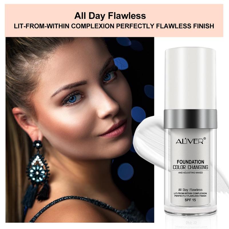 ALIVER Liquid foundation Sunscreen Full Coverage Natural Color Face Primer Base Makeup 2Pcs