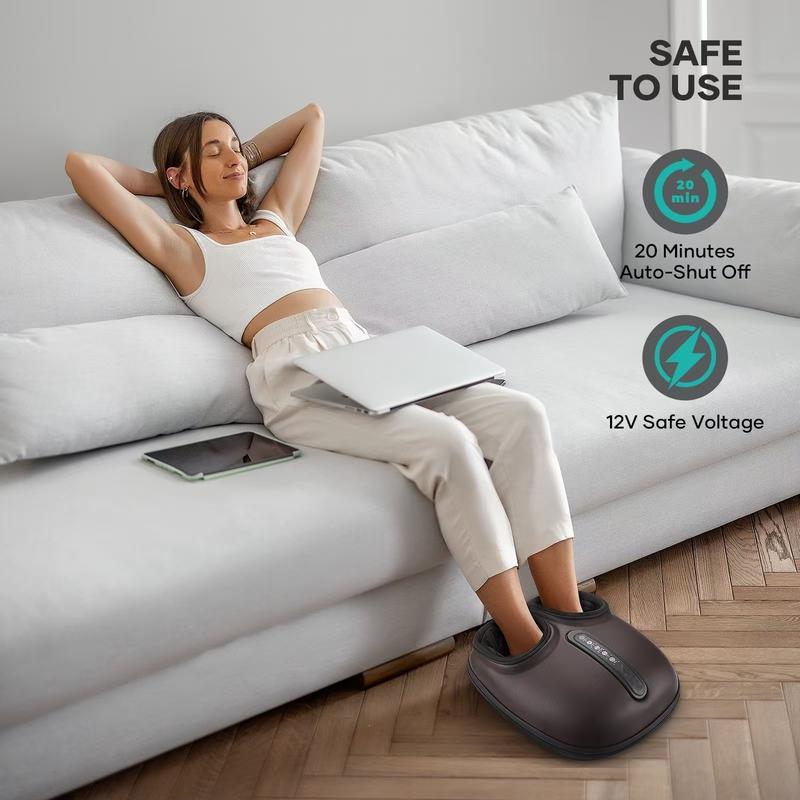 Shiatsu Foot Massager with Heat, Deep Kneading Relief for Tired Muscles Plantar Fasciitis, Adjustable Comfort for Home & Office, Fits Up to Size 12