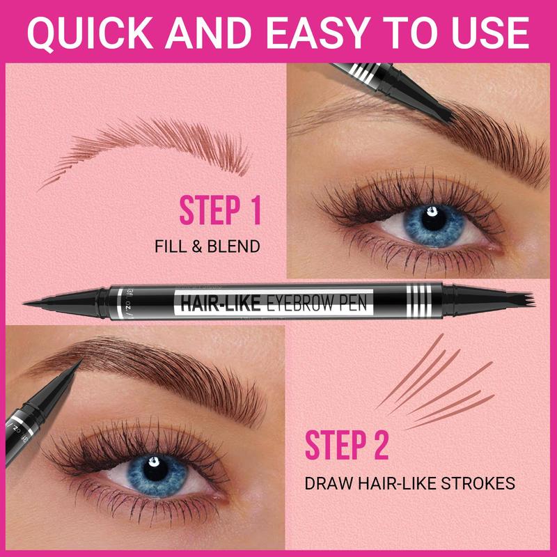 iMethod Eyebrow Pencil, Hair-like Eyebrow Pen, 2-in-1 Waterproof Brow Pen with 4 Tip, with Dual-ended Eyebrow Brush, Cosmetic Makeup