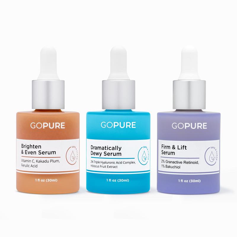 GOPURE Power Trio Facial Serums Set - Vitamin C Serum Hyaluronic Acid Serum and Retinol Serum