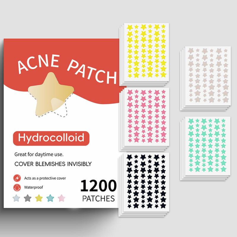 Star Shaped Acne Cover Patch, 1200pcs Hydrocolloid Acne Care Patch, Acne Clearing Products, Facial Care Product for Women & Men