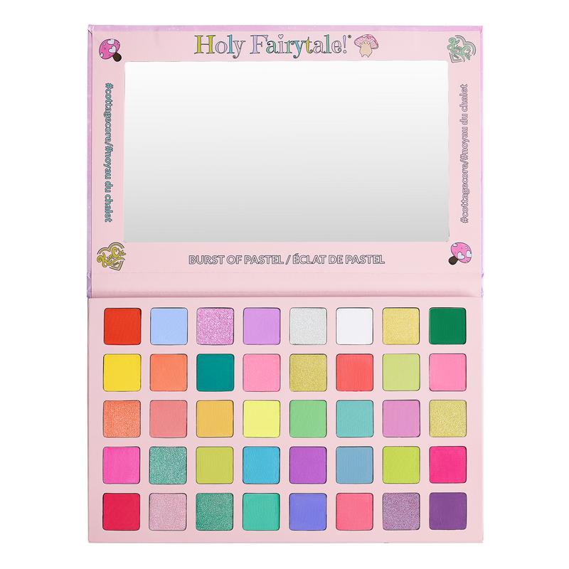 KimChi Chic Holy Fairy Tale Eyeshadow Palette - 40 Pressed Pigments, Pastel & Rainbow Bright Color Shades, Cosmetic Makeup