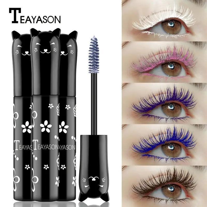 Cat Design Colored Liquid Mascara (3pcs 6pcs), Eye Lashes Lengthening & Styling Mascara Stick, Professional Eye Enhancement Makeup Product