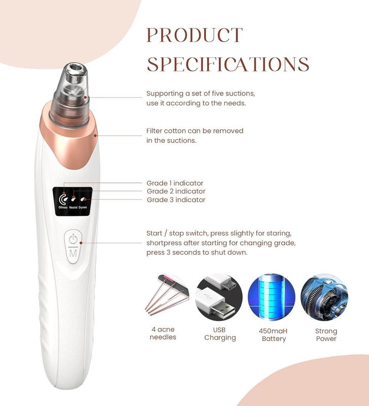 2024 Newest Blackhead Remover Pore Vacuum,USB Rechargeable Blackhead extractor