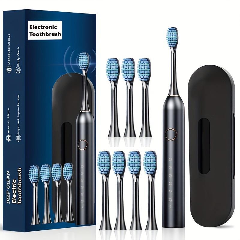 Electric Toothbrush Set, 1 Set Unisex Electric Toothbrush & 8 Counts Replacement Brush Head & Case, Oral Care Product for Adults, Christmas Gift