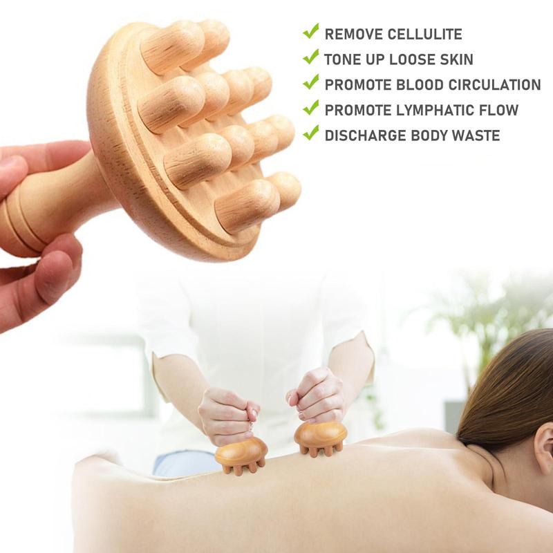 Wood Massage Tool Set, 5pcs set Wooden Body Sculpting Massaging Tools, Wood Roller Massager, Fascia Massager, Gua Sha Tools for Body and Muscle Relaxation