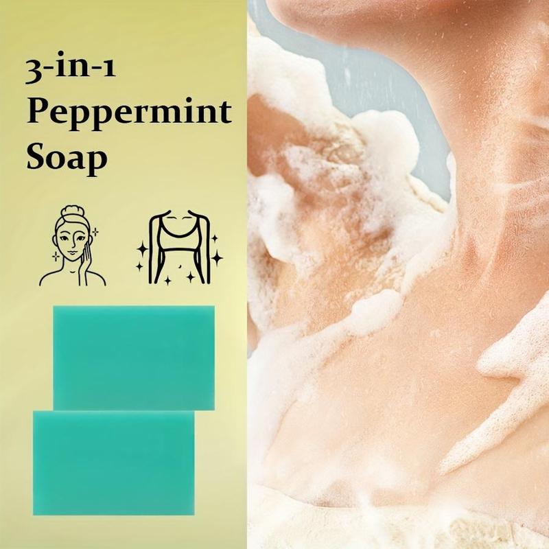 Peppermint Soap Bar, 2 Counts set Moisturizing Soap Bar for Face & Body, Deep Cleansing Soap Bar for Women & Men, Skin Pore Cleanser