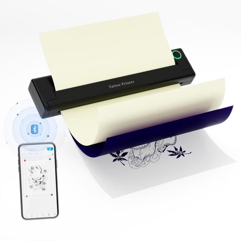 A46 Wireless Tattoo Transfer Stencil Printer, Tattoo Printer Kit for Tattoo Artists & Beginners, Compatible with Smartphone & Pc, Halloween Gift