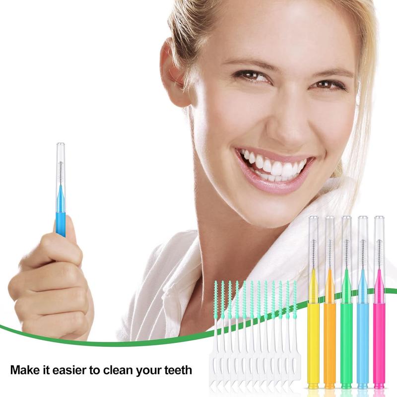 250 count Interdental Brush for Braces Disposable Braces Flossers  Picks Floss Toothpick   Flossing   Hygiene Flosser Toothpick Soft Cleaning Tool (Cute Color)