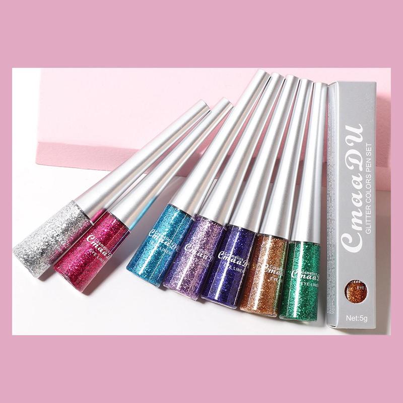 Long Lasting Glitter Eyeliner Gel, 8 Counts set Shimmering Eyeliner Stick, Colorful Eye Liner Pen, Eye Makeup Tool for Women & Girls