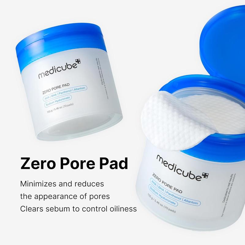 [Skin & Earth] Medicube Zero Pore Pads 2.0, Dual-Textured Exfoliating Pads for Smooth & Clear Skin, Korean Skincare, 70 Pads